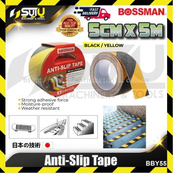 BOSSMAN BBY55 5/10 Rolls 5CM x 5M Anti Slip Tape (Black & Yellow)