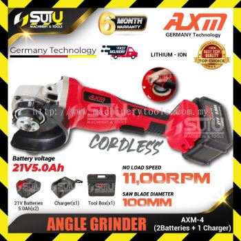 AXM AXM-4 / AXM 4 / AXM4 21V 4" Brushless Cordless Angle Grinder 11000RPM w/ 2 x Batteries 5.0Ah + Charger