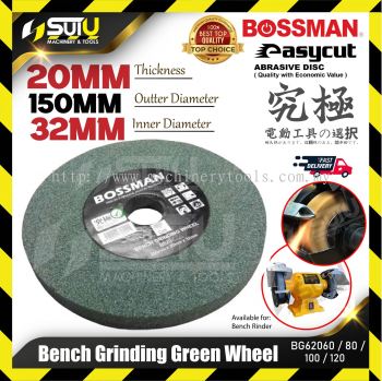 BOSSMAN BG62060/ 80/ 100/ 120 150MM Green Bench Grinding Wheel (60#~120#)