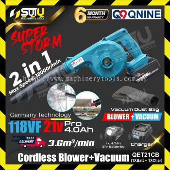 Q9 QET21CB 2in1 21V Cordless Blower / Vacuum 18000RPM w/ 1 x Battery 4.0Ah + Charger