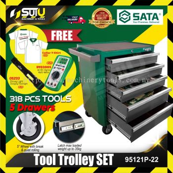 SATA 95121P-22 318PCS 5 Drawers Tool Trolley Set w/ Free Gift