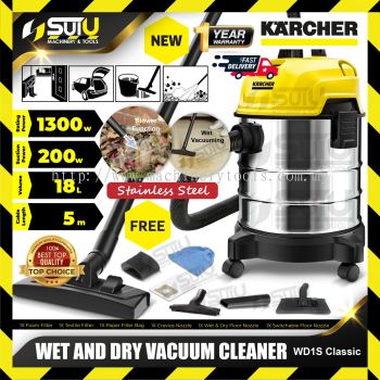 KARCHER WD1S Classic 18L Wet & Dry Vacuum Cleaner 1300W w/ Accessories