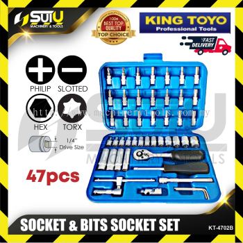 KING TOYO KT-4702B / KT4702B / KTBBS-47 47PCS 1/4" Socket & Bit Socket Set