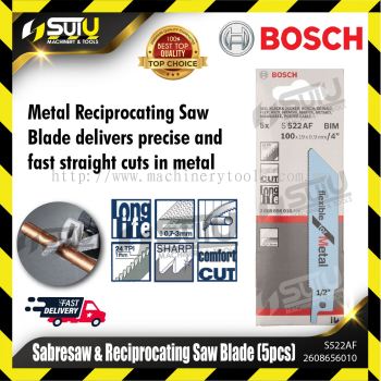 BOSCH 2608656010 (S522AF) 5PCS Thin Fine Cut Sabresaw & Reciprocating Saw Blade (Flexible for Metal)