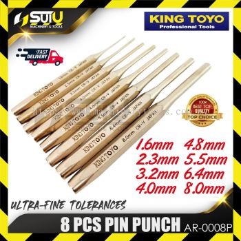 KING TOYO AR-0008P / AR0008P / KT-0008P 8PCS Pin Punch Set (1.6MM~8.0MM)