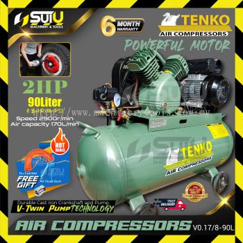 [PACKAGE] TENKO V0.17/8-90L 90L 8Bar 2HP Single Phase Air Compressor 1.5kW