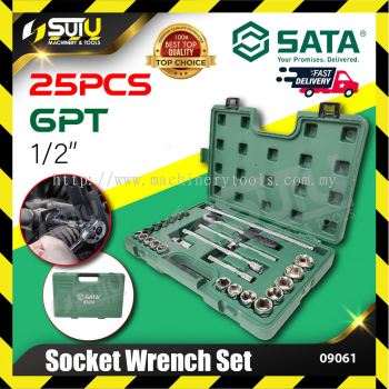 SATA 09061 25PCS 6PT 1/2" Socket Wrench Set