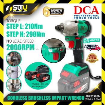 DCA ADPB298 / ADPB298BM 20V 298NM Cordless Brushless Impact Wrench 2000RPM + 2 x Batteries 4.0Ah + Charger