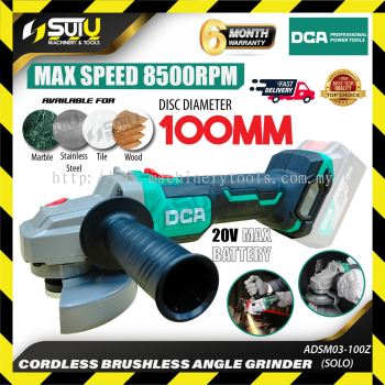 [SOLO] DCA ADSM03-100 / ADSM03100 / ADSM03-100Z 20V 4" Cordless Brushless Angle Grinder 8500RPM (Machine only , No Battery & Charger) 