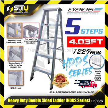 EVERLAS HDDS05 5 Steps 1229MM Heavy Duty Aluminium Double Sided Ladder