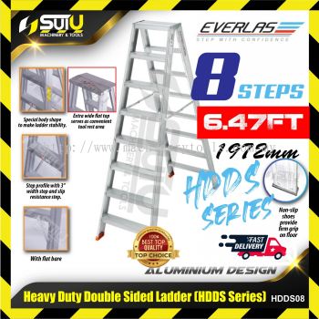 EVERLAS HDDS08 8 Steps 1972MM Heavy Duty Aluminium Double Sided Ladder