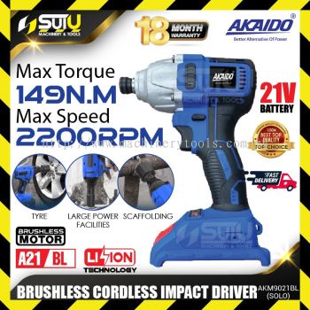 AKAIDO AKM9021BL-B / AKM9021BL 21 V 149NM Brushless Cordless Impact Driver 2200RPM (SOLO - No Battery & Charger)