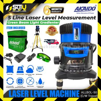 AKAIDO ALLBOL-5G 5-Line Laser Level Machine with Tripod (Green Line)