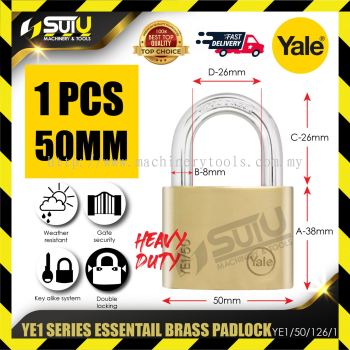 YALE YE1/50/126/1 1PCS 50MM YE1 Series Essential Brass Padlock