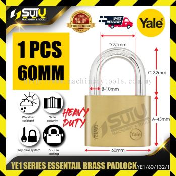 YALE YE1/60/132/1 1PCS 60MM YE1 Series Essential Brass Padlock