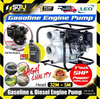 LEO LGP30-2B 163CC 5HP Gasoline & Diesel Engine Pump with Briggs & Stratton CR750 Engine + 1L Engine Oil