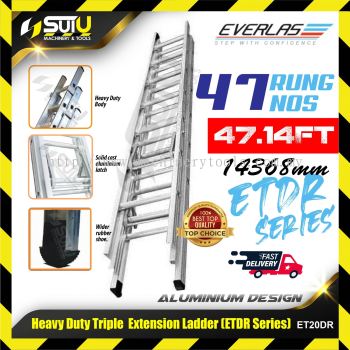 EVERLAS ET20DR 47 Rung Nos 14368MM Heavy Duty Aluminium Triple Extension Ladder