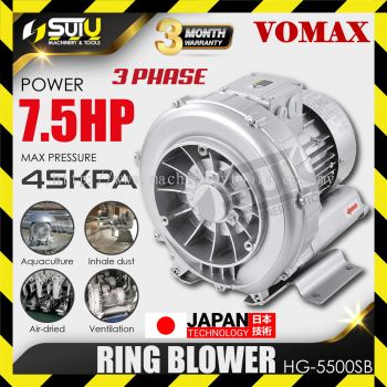VOMAX HG-5500SB / HG5500SB 7.5HP 3 Phase Ring Blower 45kPA