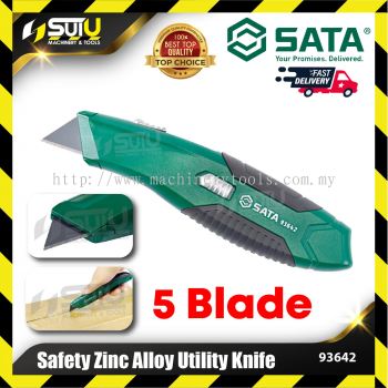 SATA 93642 Safety Zinc Alloy Utility Blade w/ 5 Extra Blades