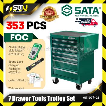 SATA 95107P-23 353PCS 7 Drawer Tools Trolley Set w/ Free Gift