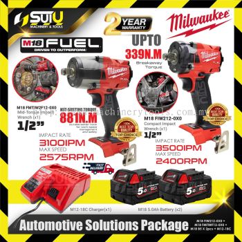 MILWAUKEE Automotive Solutions Package ( FMTIW2F12-0X0 + FIW212-0X0 + 2 x Batteries 5.0Ah + 1 x M12-18C Charger)