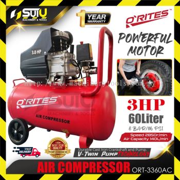 O'RITES / ORITES ORT-3360AC / ORT3360AC 60L 3HP 8Bar Air Compressor 2850RPM