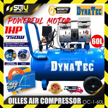 DYNATEC OC-1-60L 1HP Oilless Air Compressor 1380RPM w/ Free Gift