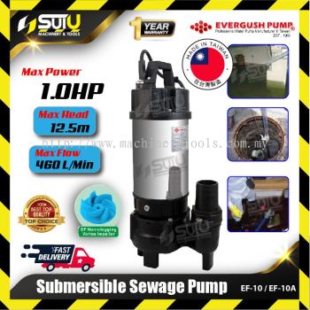 EVERGUSH EF-10/ EF10/ EF-10A / EF10A 1HP Submersible Sewage Pump (Non-Auto / Auto)