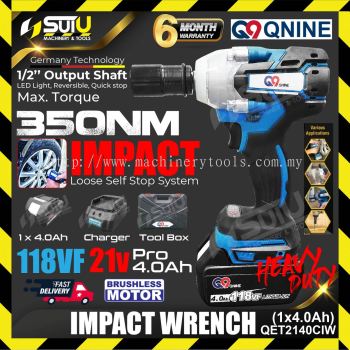 Q9 QET2140CIW 21V Brushless Cordless Impact Wrench 350NM w/ 1 x Battery 4.0Ah + Charger