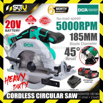 DCA ADMY02-185 / ADMY02-185BM 20V 185MM Brushless Cordless Circular Saw 5000RPM w/ 2 x Batteries + Charger
