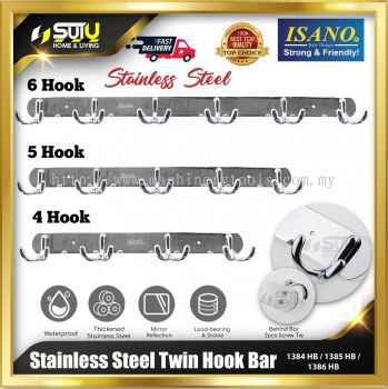 ISANO 1384HB / 1385HB / 1386HB Stainless Steel Twin Hook Bar (4/5/6 Hook)