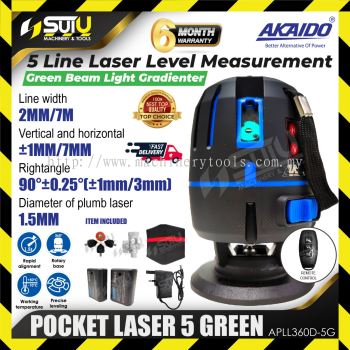 AKAIDO APLL360D-5G Pocket Laser 5 Green 360D without Tripod