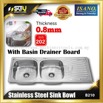 ISANO B210 1180 x 490MM Stainless Steel Sink Bowl (Double Bowl)