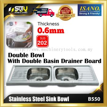 ISANO B550 1500 x 500 x 180MM Stainless Steel Sink Bowl (Double Bowl with Double Drainer Board)