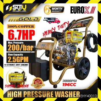 EUROX EHY4001D 196CC 6.7HP 200Bar Heavy Duty Diesel High Pressure Washer / Pencuci Tekanan Tinggi 30