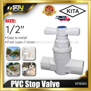 KITA KP8060 1PC 1/2" PVC Stop Valve