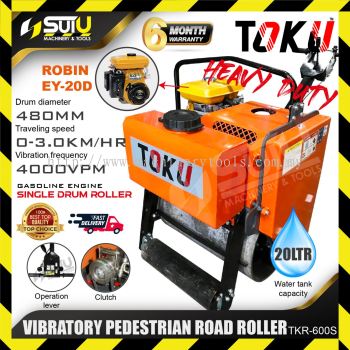 TOKU TKR-600S Vibratory Pedestrian Road Roller / Single Drum Roller c/w Robin EY-20D Engine