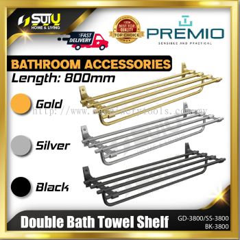 PREMIO GD-3800 / SS-3800 / BK-3800 800MM Double Towel Bath Towel Shelf