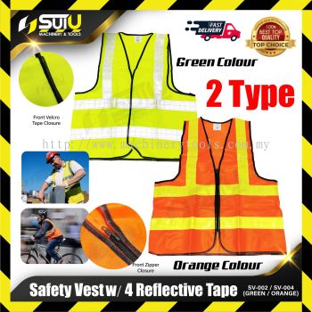 SV-002 / SV-004 Safety Vest w/ 4 Reflective Tape (Green / Orange)