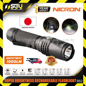 NICRON B62 Super Brightness Rechargeable Flashlight / Lampu Suluh 1000LM