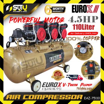 [Compressor Only] EUROX EAZ-75110 / EAZ75110 / EAZ 75110 4.5HP 8Bar Oil-Free / Oilless Compressor / Kompressor 2850RPM