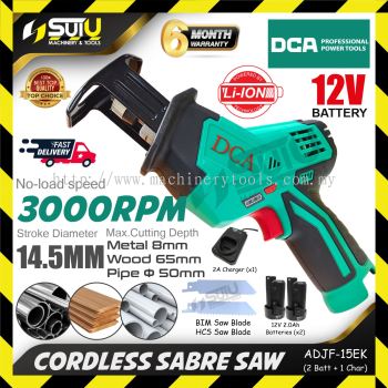 DCA ADJF15 / ADJF1EK 12V 14.5MM Cordless Sabre Saw 3000RPM w/ 2 x Batteries 2.0Ah + Charger