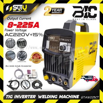 [WITHOUT GAS] BIC GTAW225CT Inverter TIG Welding Machine c/w Accessories