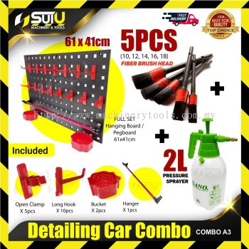 [COMBO A3] Detailing Car Combo (Hanging Board / Pegboard + 5PCS Car Detailing Brush + ISANO ITS2000 2L Pressure Sprayer)