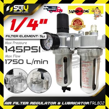  SUMO KING FRL802 1/4" Air Filter Regulator & Lubricator w/ Coupler Set