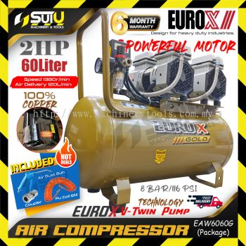 [PACKAGE] EUROX GOLD EAW6060G / EAW-6060G / EAW6060 2HP 8Bar 60L Air Compressor / Kompressor