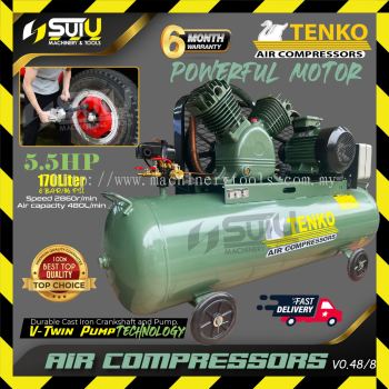 [COMPRESSOR ONLY] TENKO V-0.48 / V0.48 / V048/8 5.5HP 170L 8BAR Air Compressor / Kompressor 4kW 2860RPM