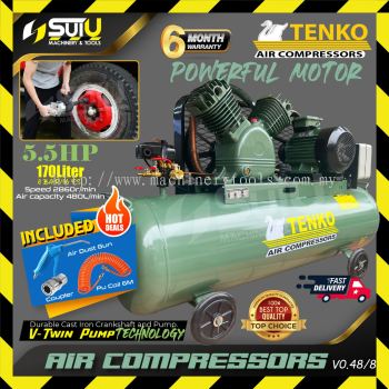 [PACKAGE] TENKO V-0.48 / V0.48 / V048/8 5.5HP 170L 8BAR Air Compressor / Kompressor 4kW 2860RPM