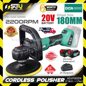 [SET] DCA ADSP180 (Type EM) 20V 180MM Brushless Cordless Polisher 2200RPM w/ 2 x Batteries 4.0Ah + Charger