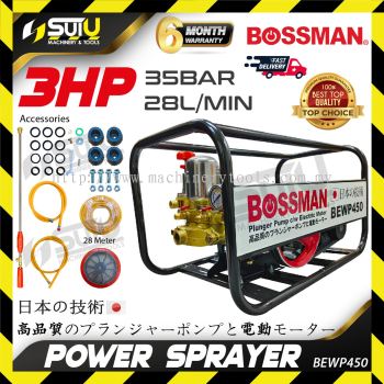 BOSSMAN BEWP450 3HP Electric Motor Power Sprayer / Plunger Pump c/w Accessories 2.2kW